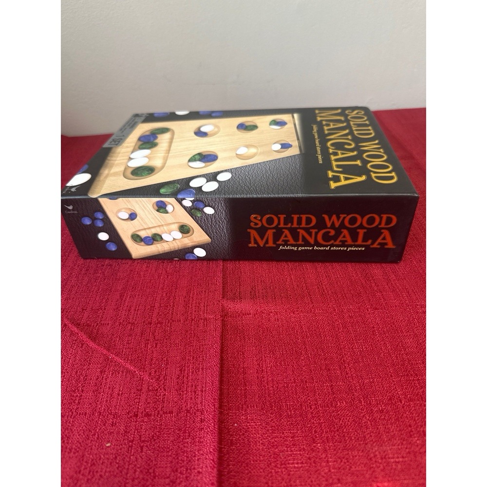 Cardinal Solid Wood Mancala Board Game Folding Wooden Game 48 Glass Stones - Picture 5 of 8